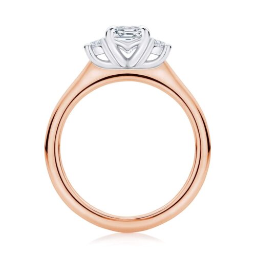 Asscher Diamond Three Stone Ring in Rose Gold | Arcadia (Asscher)