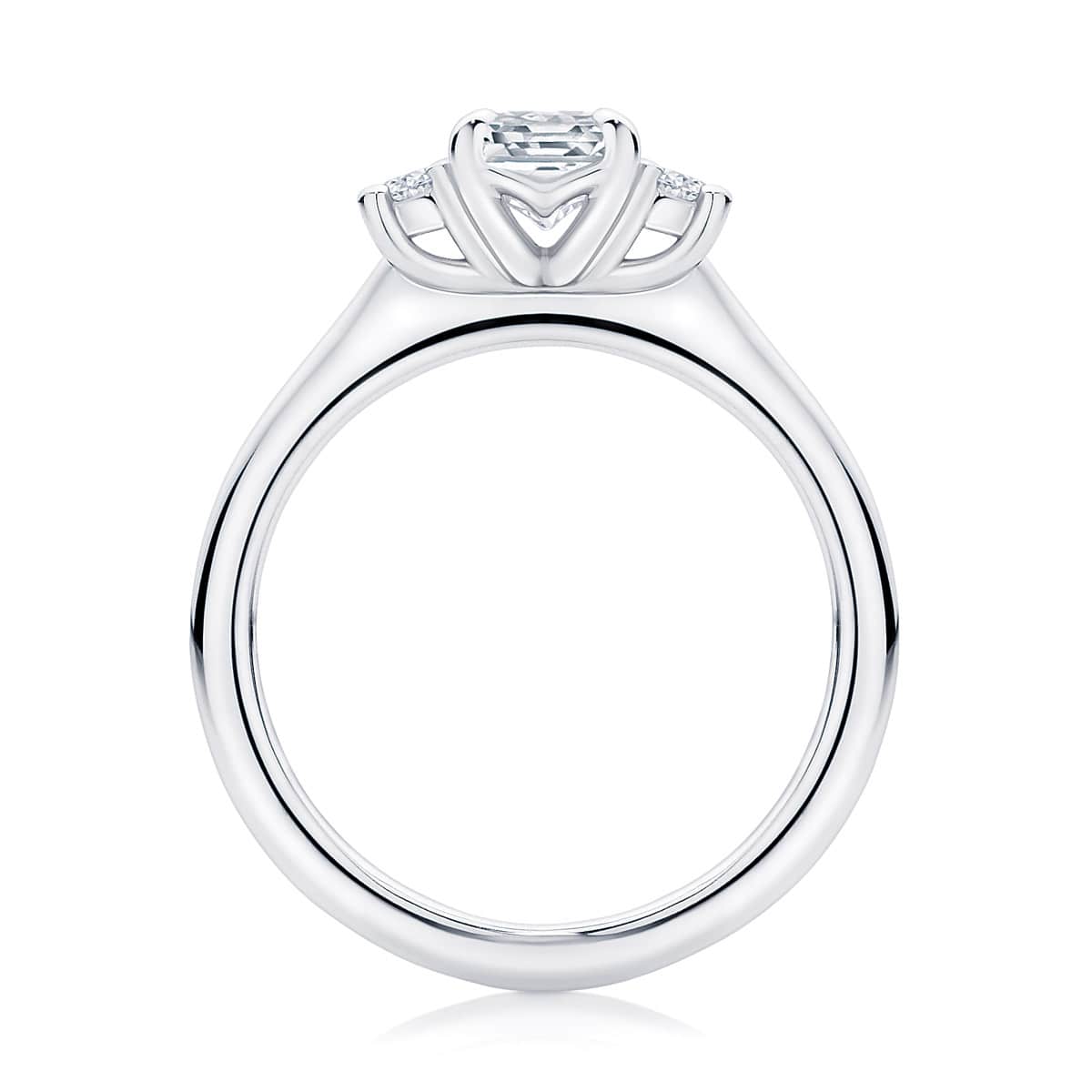 Asscher Diamond Three Stone Ring in White Gold | Arcadia (Asscher)