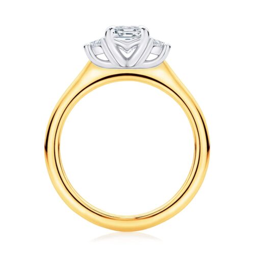 Asscher Diamond Three Stone Ring in Yellow Gold | Arcadia (Asscher)