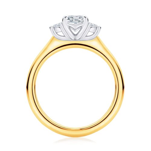 Asscher Diamond Three Stone Ring in Yellow Gold | Arcadia (Asscher)