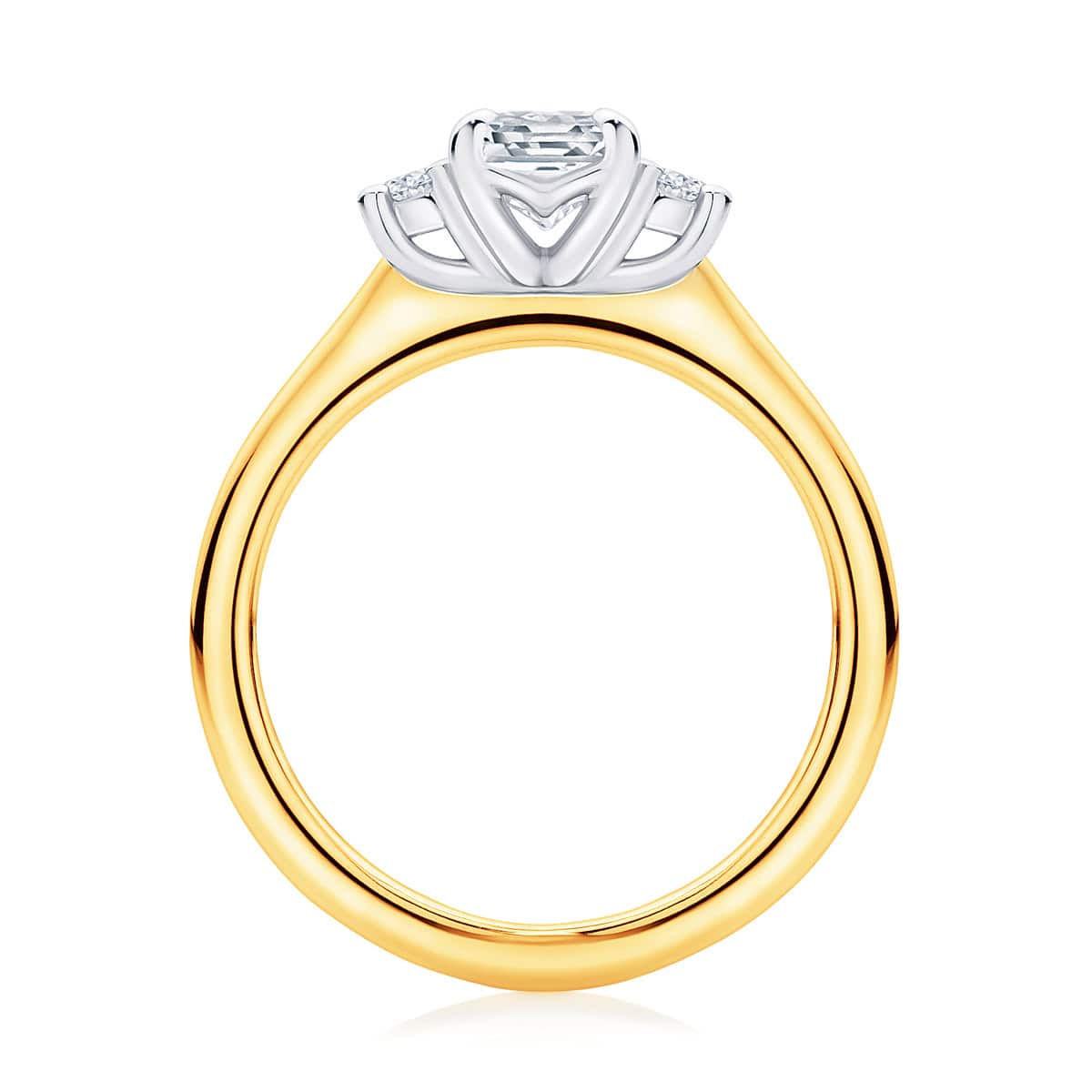 Asscher Diamond Three Stone Ring in Yellow Gold | Arcadia (Asscher)