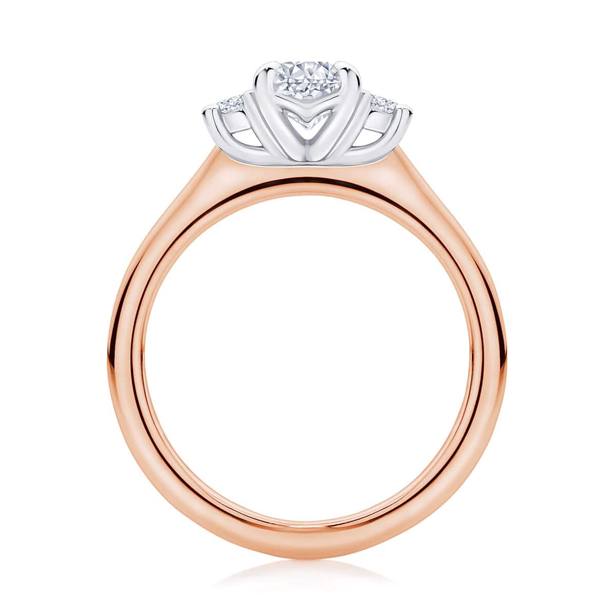 Cushion Diamond Three Stone Ring in Rose Gold | Arcadia (Cushion)