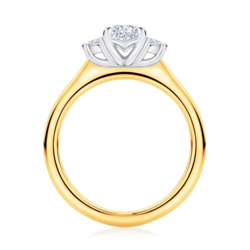 Cushion Diamond Three Stone Ring in Yellow Gold | Arcadia (Cushion)