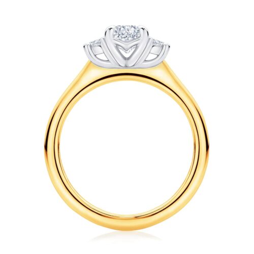 Cushion Diamond Three Stone Ring in Yellow Gold | Arcadia (Cushion)