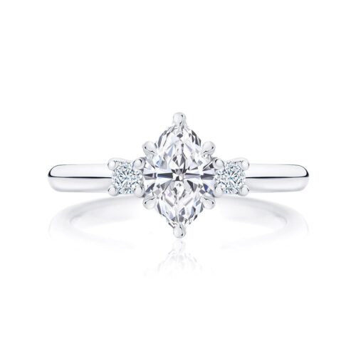 Marquise Diamond Three Stone Ring in Platinum | Arcadia (Marquise)