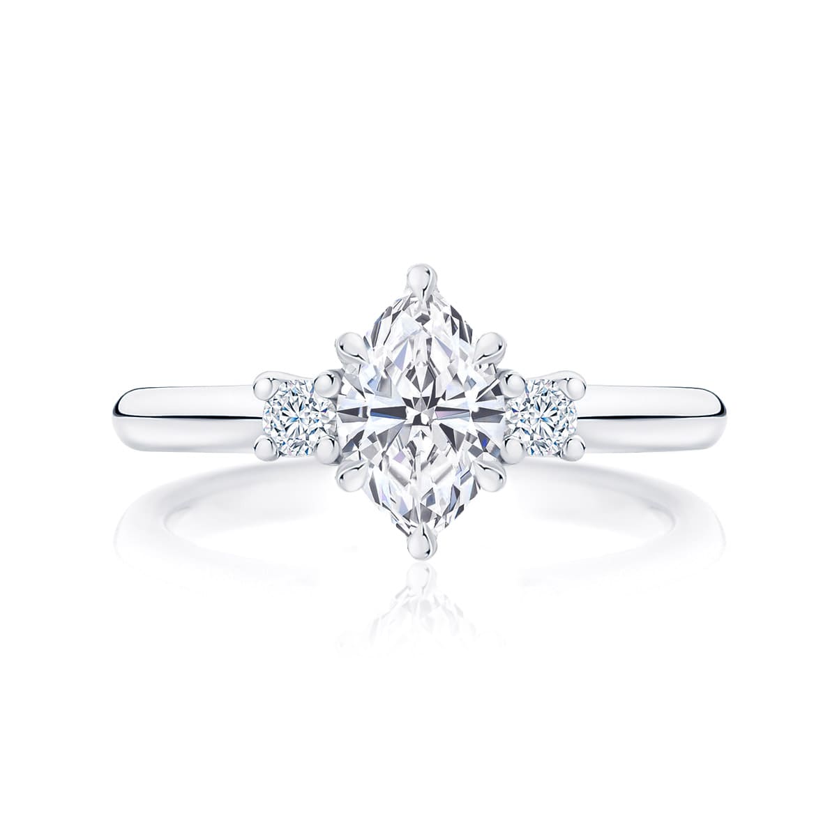 Marquise Diamond Three Stone Ring in Platinum | Arcadia (Marquise)