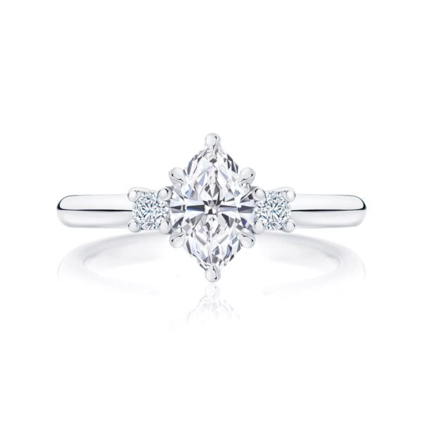 Marquise Diamond Three Stone Ring in White Gold | Arcadia (Marquise)