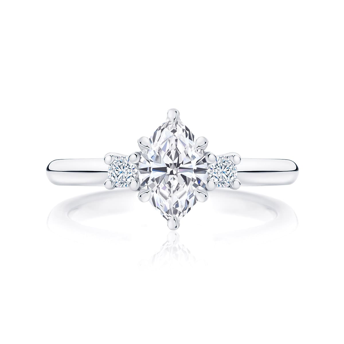 Marquise Diamond Three Stone Ring in White Gold | Arcadia (Marquise)