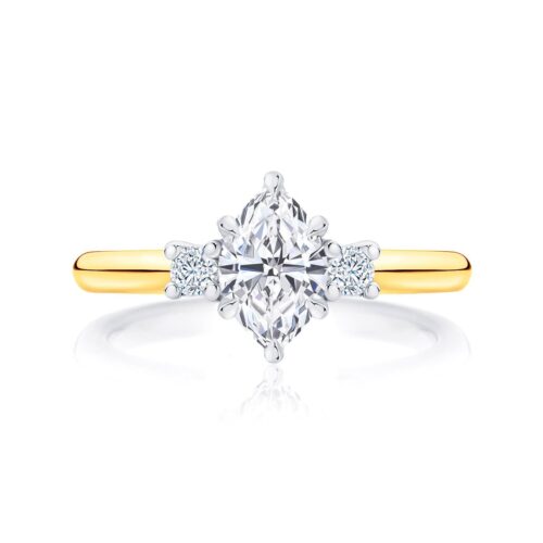 Marquise Diamond Three Stone Ring in Yellow Gold | Arcadia (Marquise)