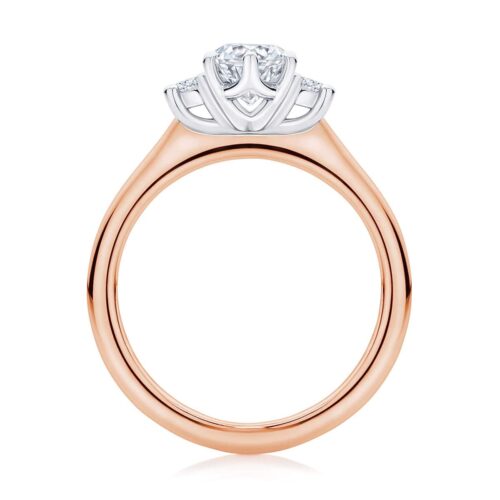 Marquise Diamond Three Stone Ring in Rose Gold | Arcadia (Marquise)
