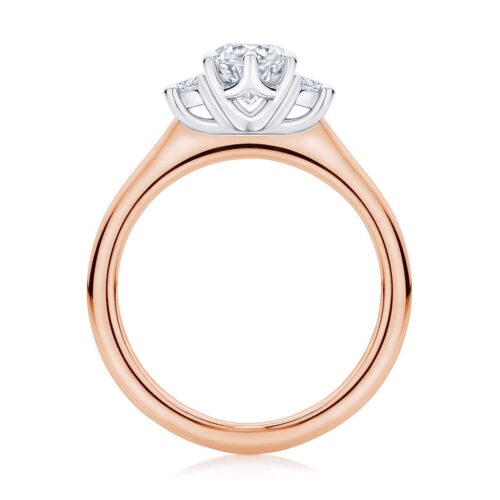 Marquise Diamond Three Stone Ring in Rose Gold | Arcadia (Marquise)