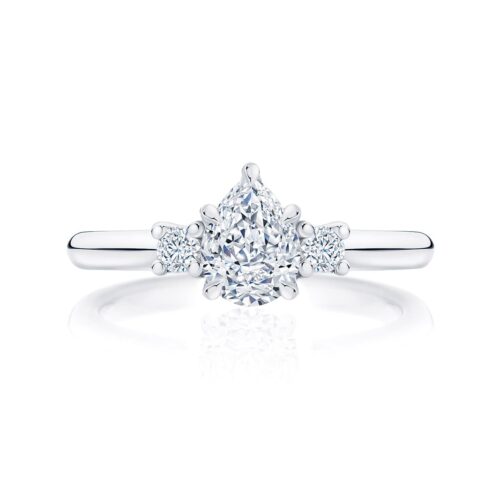 Pear Diamond Three Stone Ring in Platinum | Arcadia (Pear)