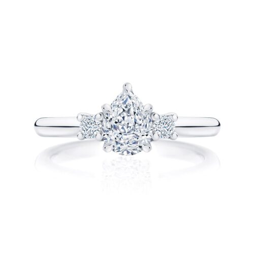 Pear Diamond Three Stone Ring in White Gold | Arcadia (Pear)