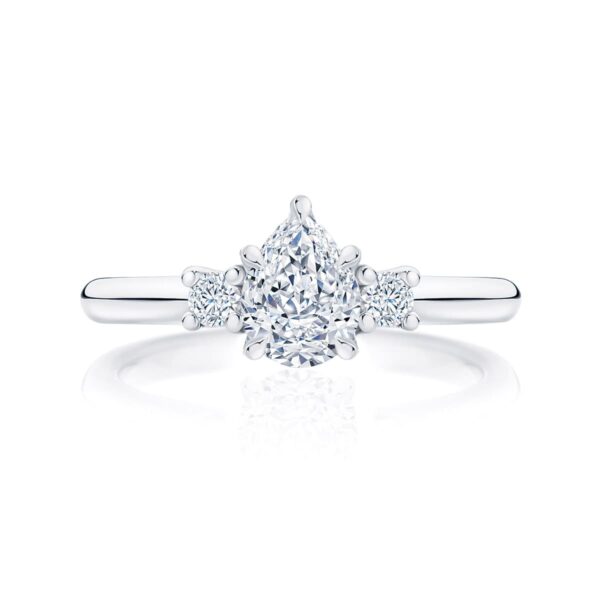 Pear Diamond Three Stone Ring in White Gold | Arcadia (Pear)