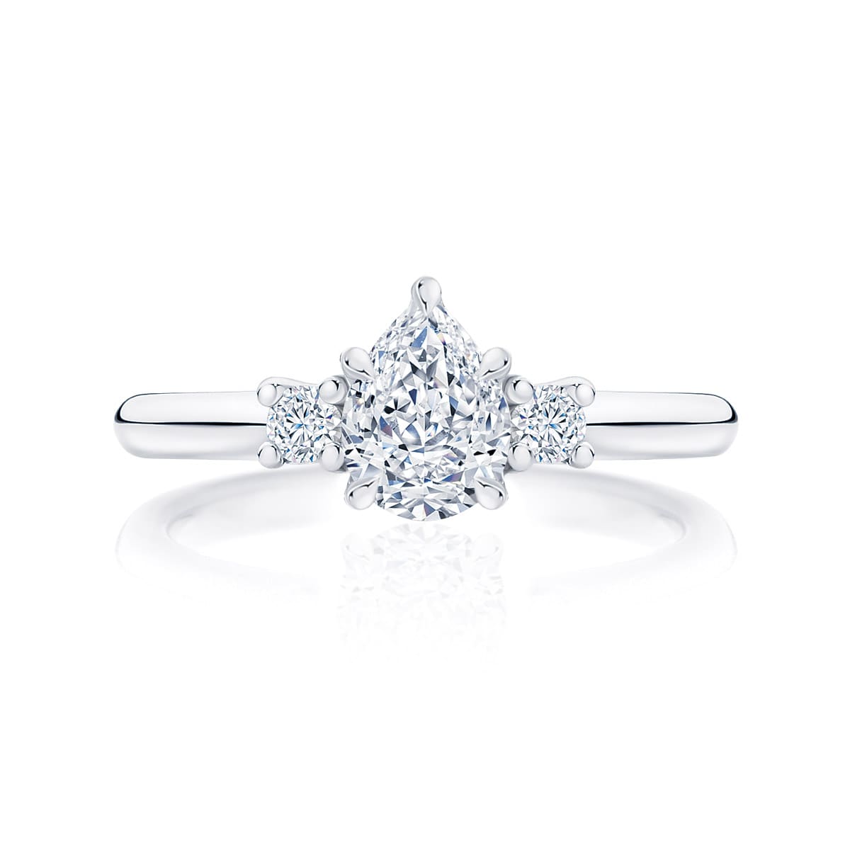Pear Diamond Three Stone Ring in White Gold | Arcadia (Pear)