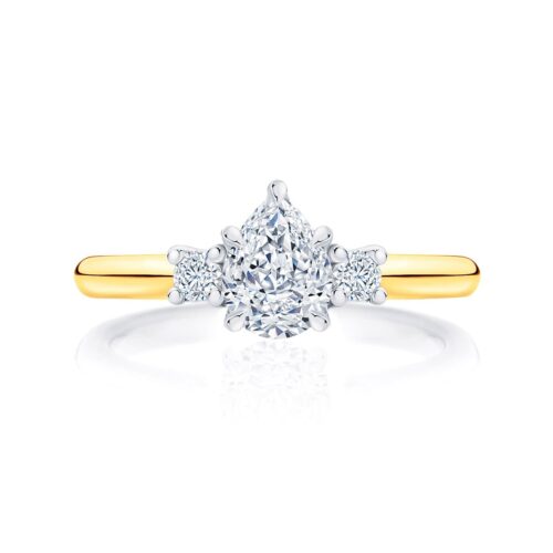 Pear Diamond Three Stone Ring in Yellow Gold | Arcadia (Pear)