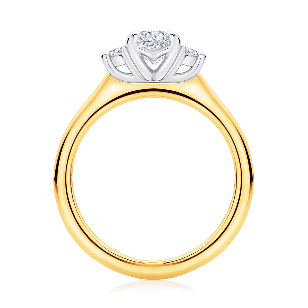 Pear Diamond Three Stone Ring in Yellow Gold | Arcadia (Pear)