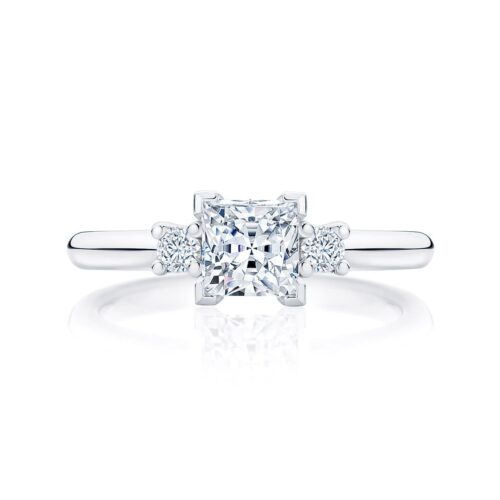 Princess Diamond Three Stone Ring in Platinum | Arcadia (Princess)