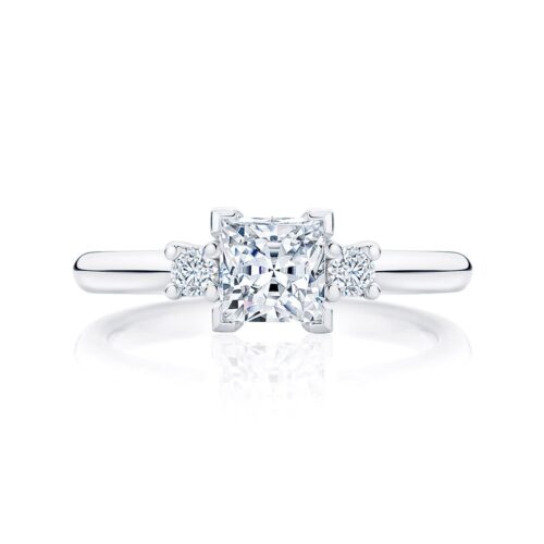 Princess Diamond Three Stone Ring in White Gold | Arcadia (Princess)