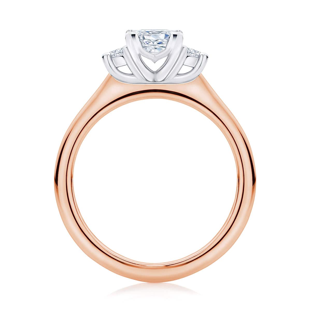 Princess Diamond Three Stone Ring in Rose Gold | Arcadia (Princess)