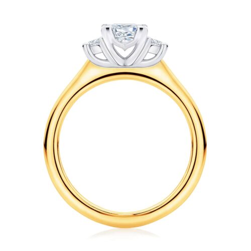 Princess Diamond Three Stone Ring in Yellow Gold | Arcadia (Princess)