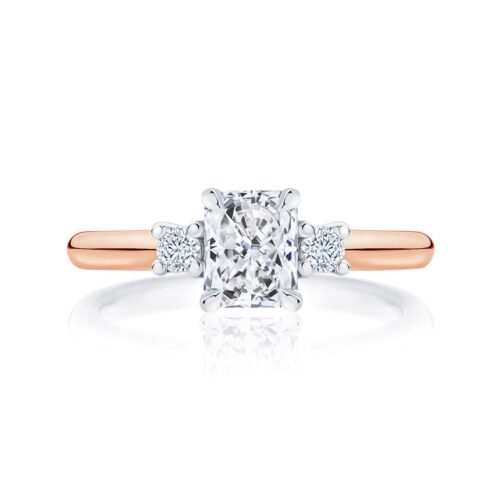 Radiant Diamond Three Stone Ring in Rose Gold | Arcadia (Radiant Cut)
