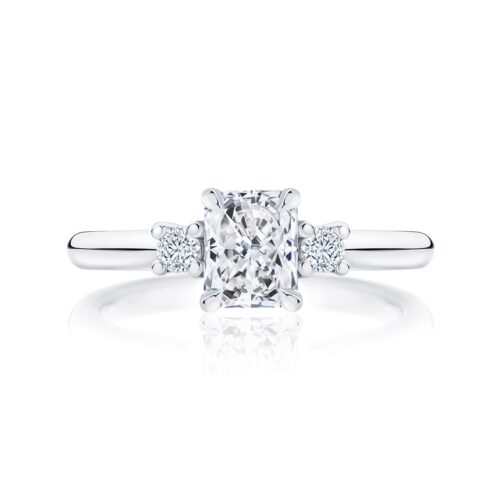 Radiant Diamond Three Stone Ring in White Gold | Arcadia (Radiant Cut)