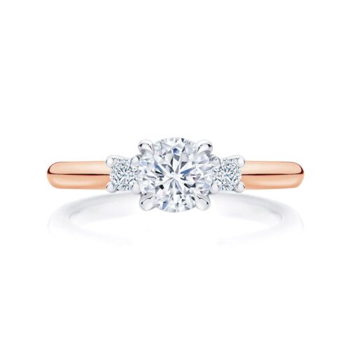 Round Diamond Three Stone Ring in Rose Gold | Arcadia (Round)