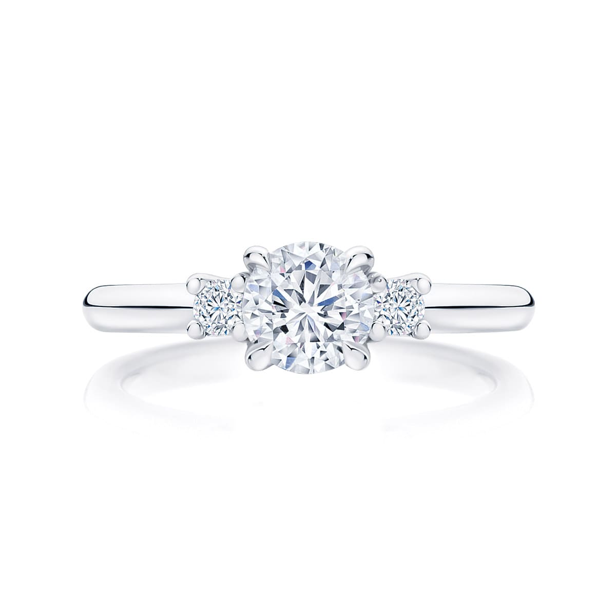 Round Diamond Three Stone Ring in White Gold | Arcadia (Round)