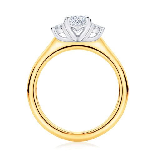 Round Diamond Three Stone Ring in Yellow Gold | Arcadia (Round)