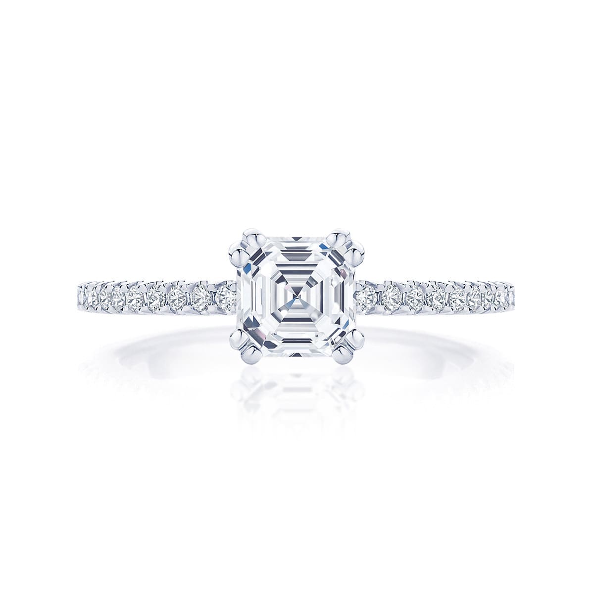 Asscher Diamond with Side Stones Ring in Platinum | Aurelia (Asscher)