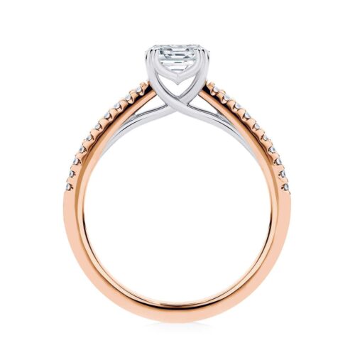 Asscher Diamond with Side Stones Ring in Rose Gold | Aurelia (Asscher)