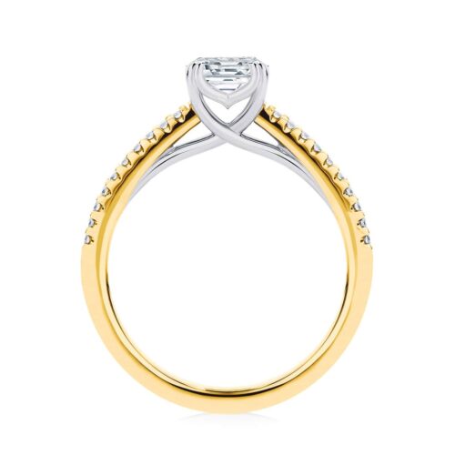 Asscher Diamond with Side Stones Ring in Yellow Gold | Aurelia (Asscher)