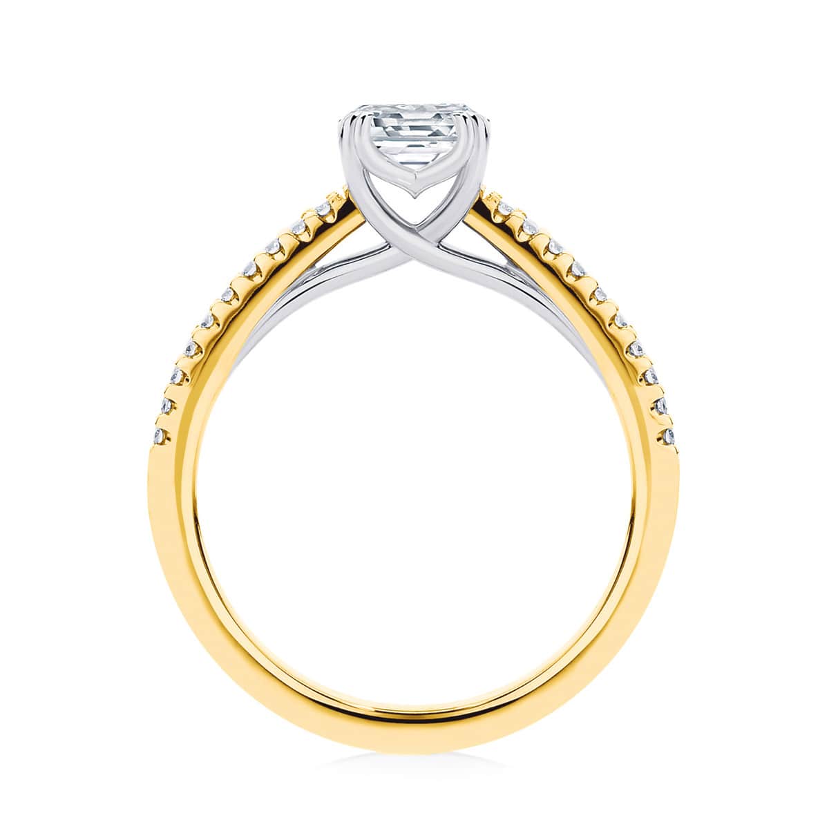 Asscher Diamond with Side Stones Ring in Yellow Gold | Aurelia (Asscher)