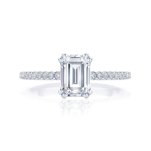 Emerald Diamond with Side Stones Ring in White Gold | Aurelia (Emerald Cut)