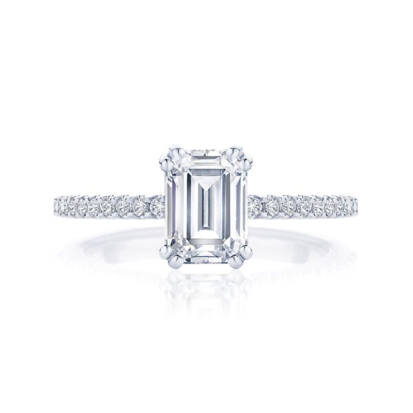 Emerald Diamond with Side Stones Ring in White Gold | Aurelia (Emerald Cut)