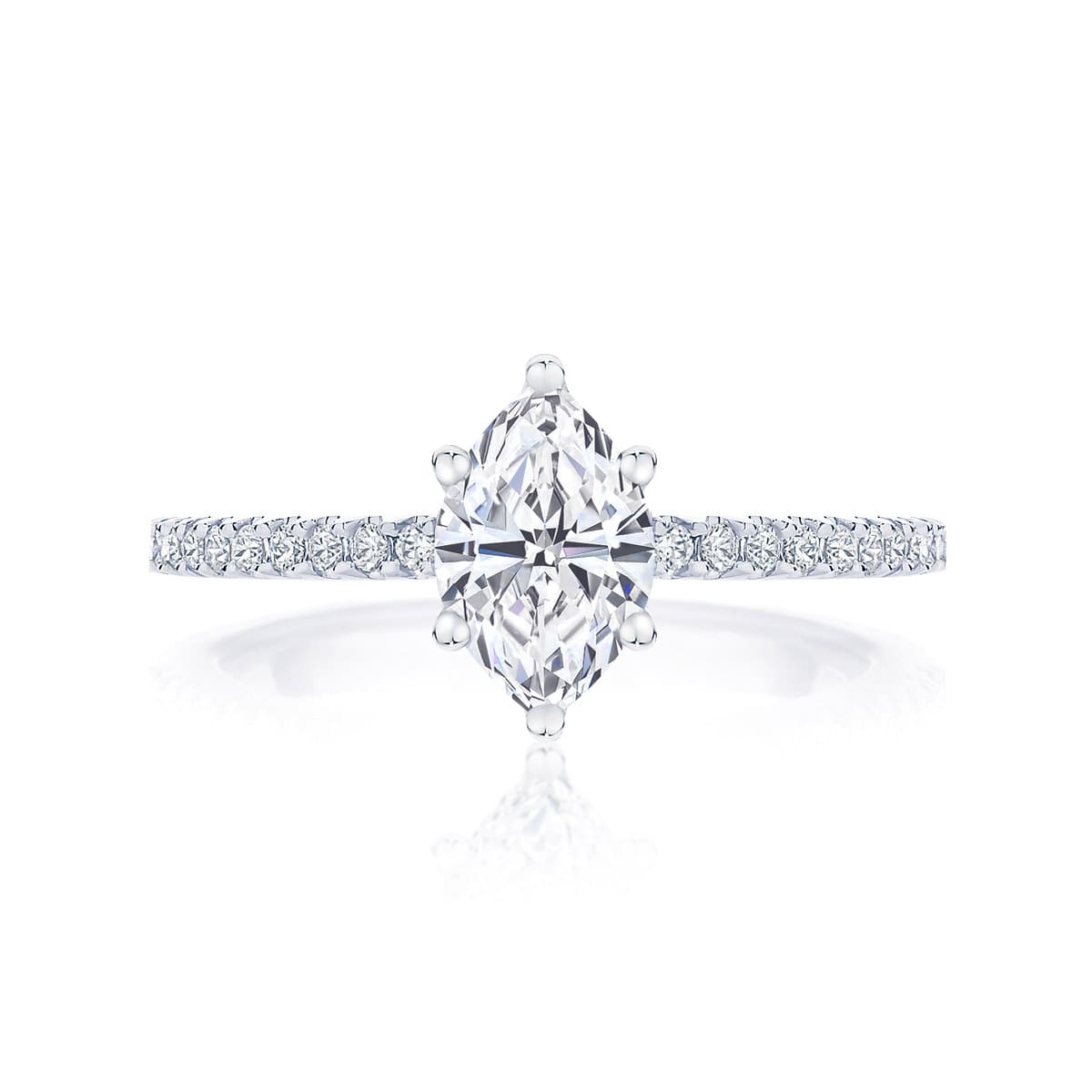 Marquise Diamond with Side Stones Ring in Platinum | Aurelia (Marquise)