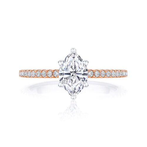 Marquise Diamond with Side Stones Ring in Rose Gold | Aurelia (Marquise)