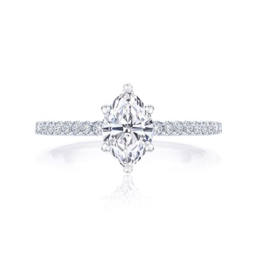 Marquise Diamond with Side Stones Ring in White Gold | Aurelia (Marquise)
