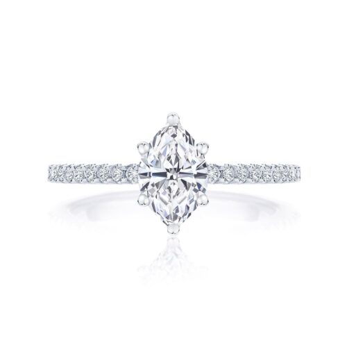 Marquise Diamond with Side Stones Ring in White Gold | Aurelia (Marquise)