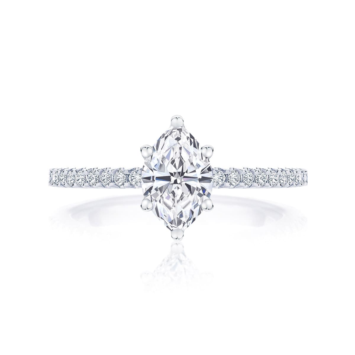 Marquise Diamond with Side Stones Ring in White Gold | Aurelia (Marquise)