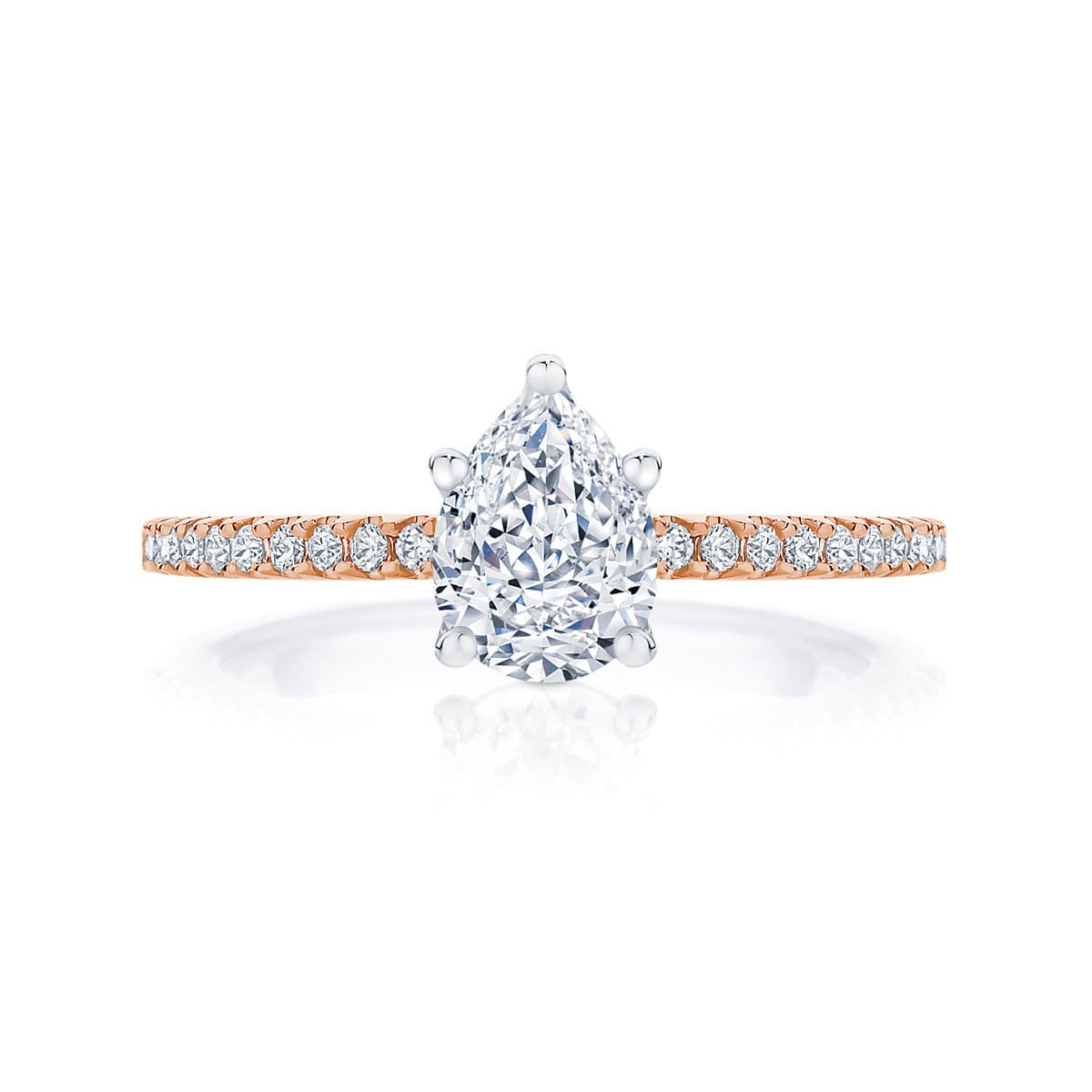 Pear Diamond with Side Stones Ring in Rose Gold | Aurelia (Pear)