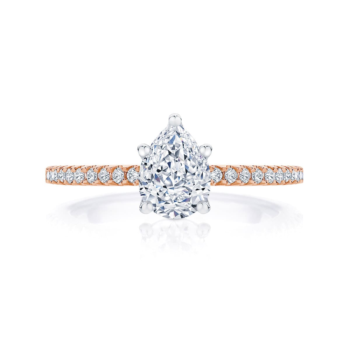 Pear Diamond with Side Stones Ring in Rose Gold | Aurelia (Pear)