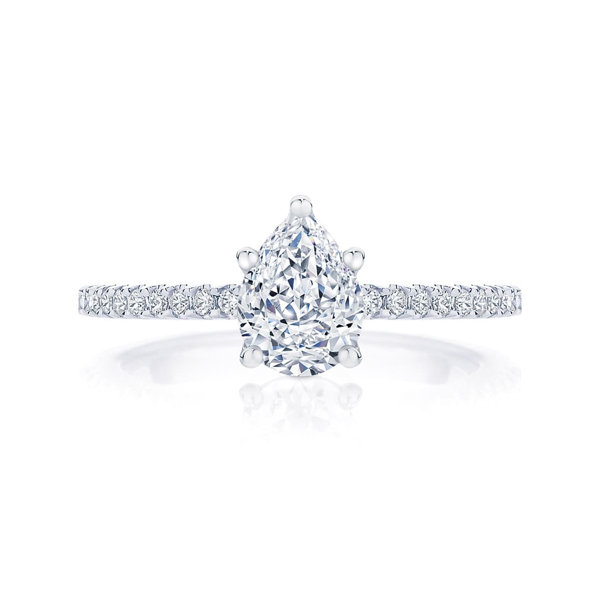 Pear Diamond with Side Stones Ring in White Gold | Aurelia (Pear)