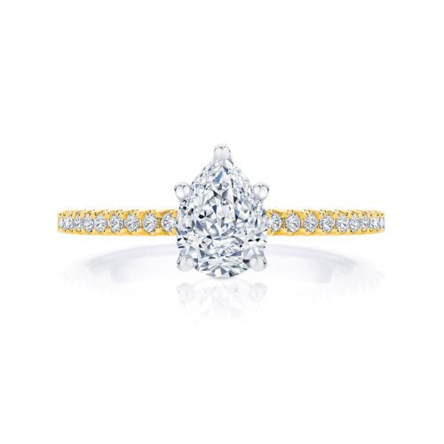 Pear Diamond with Side Stones Ring in Yellow Gold | Aurelia (Pear)