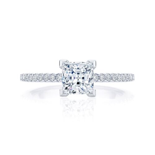 Princess Diamond with Side Stones Ring in Platinum | Aurelia (Princess)