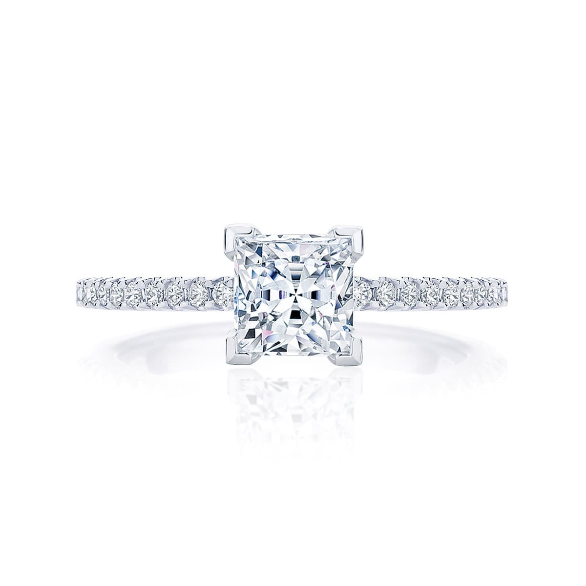 Princess Diamond with Side Stones Ring in Platinum | Aurelia (Princess)