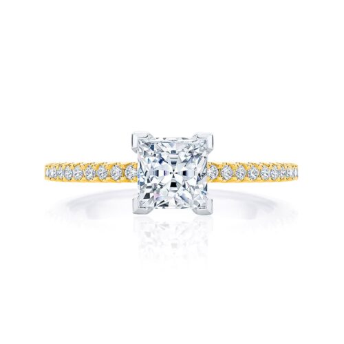 Princess Diamond with Side Stones Ring in Yellow Gold | Aurelia (Princess)
