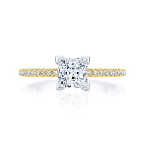 Princess Diamond with Side Stones Ring in Yellow Gold | Aurelia (Princess)