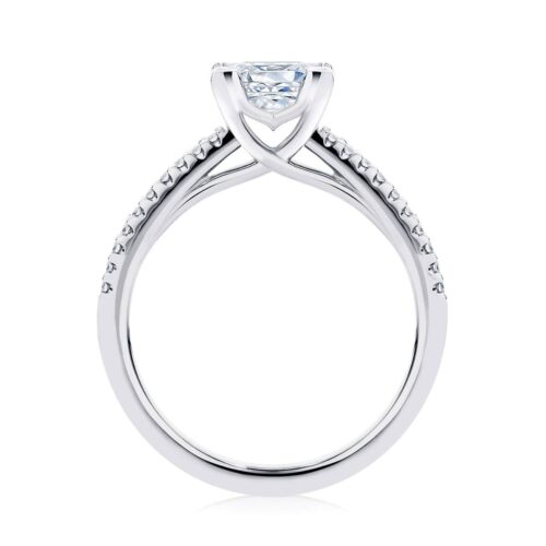 Princess Diamond with Side Stones Ring in Platinum | Aurelia (Princess)